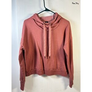 90 Degree by Reflex Hoodie Womens Large Rose Cowl Neck Fleece Excellent RN144527